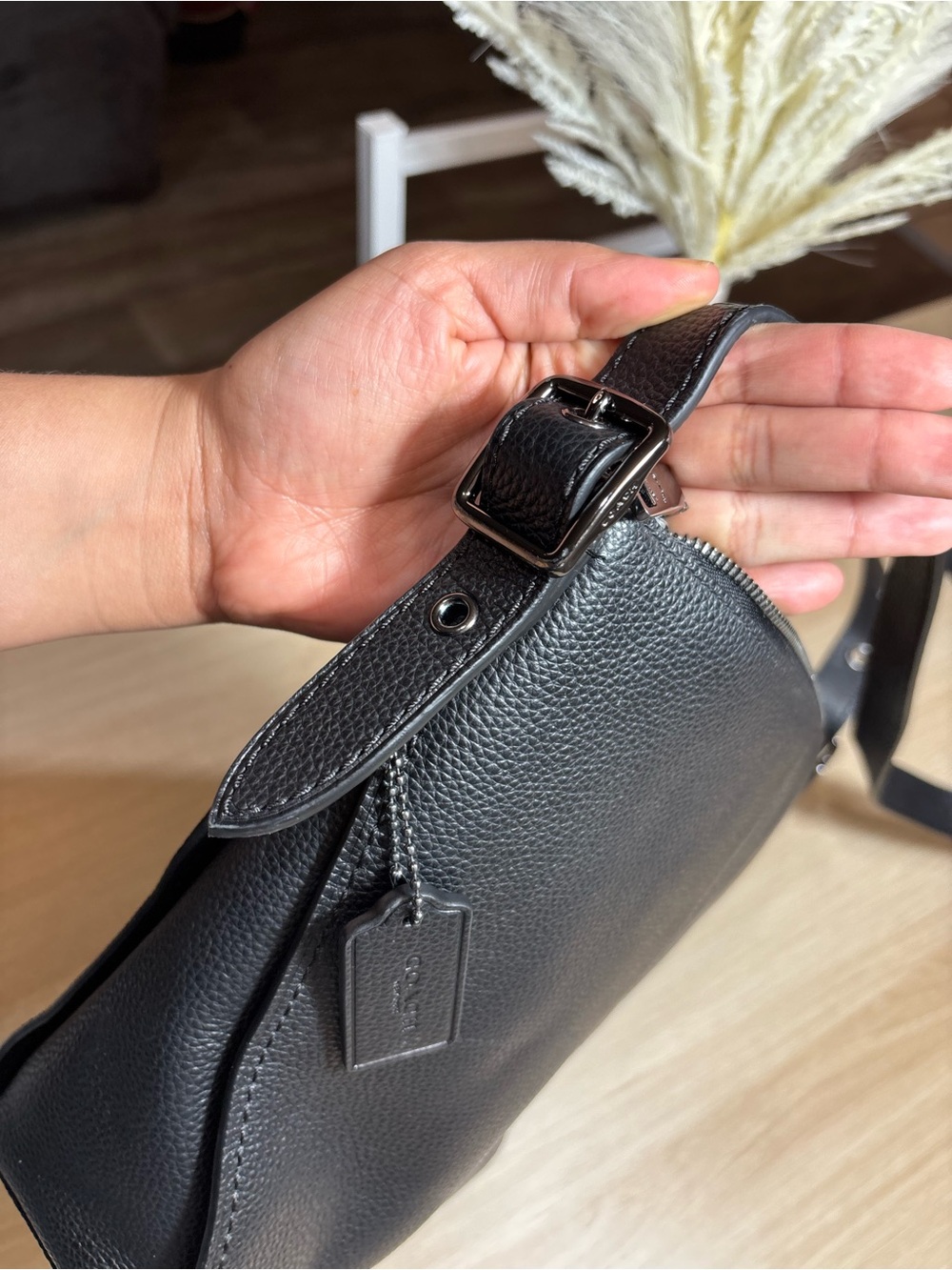 Coach Black Pebbled Leather Crossbody Bag with Silver Logo - Picture 12 of 15